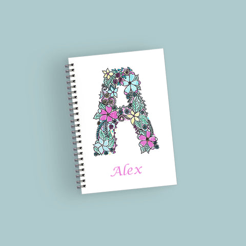 Personalised Floral Alphabet Notebook