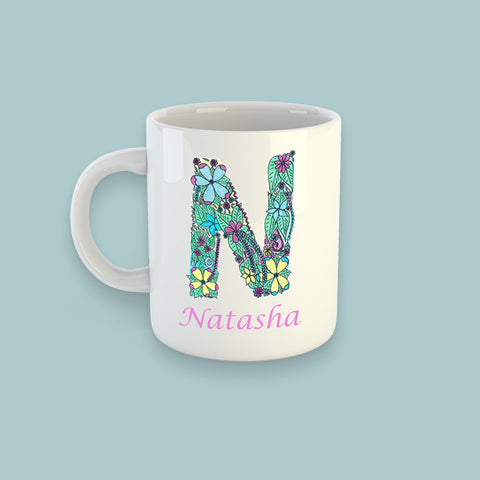 Personalised Floral Alphabet Mug