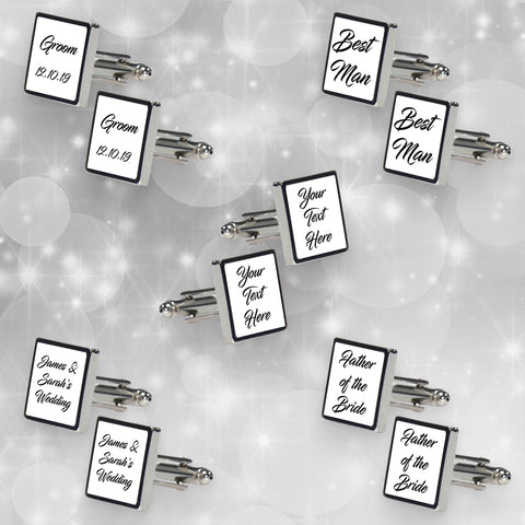 5 Pairs of Personalised Wedding Cufflinks - Text Only