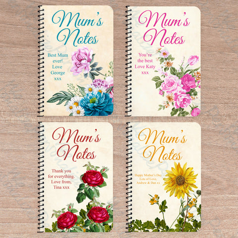 'Mum's Notes' Personalised Floral Notebook