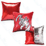 Personalised Red & Silver Sequin Cushion Cover