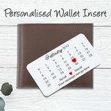 Personalised Metal Wallet Card Insert - Keep Sake - Memories