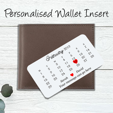 Personalised Metal Wallet Card Insert - Keep Sake - Memories