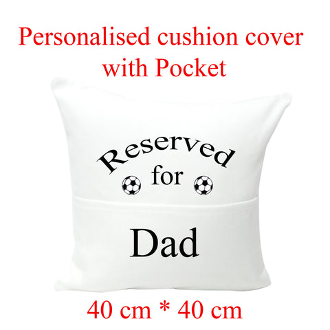 Personalised cushion cover with pocket
