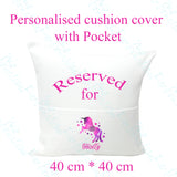 Personalised cushion cover with pocket