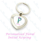 Personalised Floral Alphabet Keyring