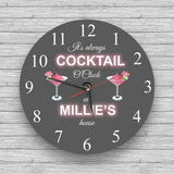 Personalised Wall glass clock - Wine o'clock and others alcohol clocks