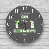 Personalised Wall glass clock - Wine o'clock and others alcohol clocks
