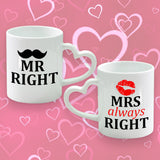 Set of 2 Heart Handle Mugs