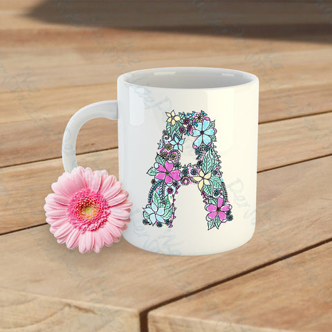 Floral Initial Mug