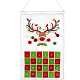 Personalised Advent Calendar Reindeer with LED lights and Pom Poms Christmas