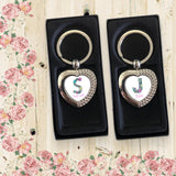 Set of 2 Personalised Floral Alphabet Heart Keyrings