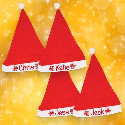 Set of 4 Personalised Santa Hats