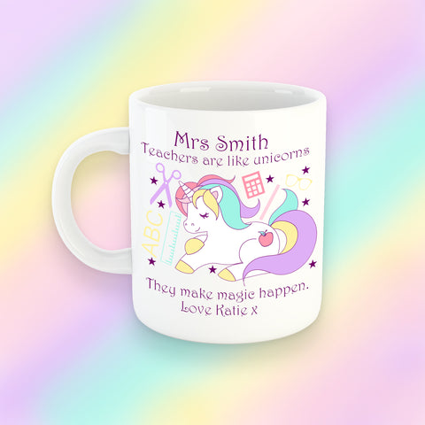 Set of 2 Personalised Unicorn Mug for Teachers