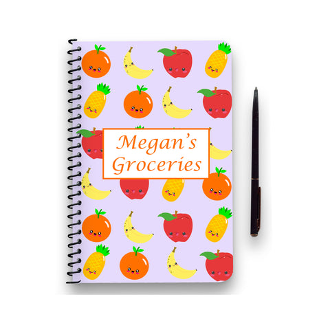 Personalised Kawaii Fruit Patterned Notebook