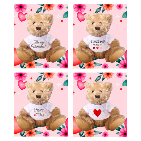 Personalised Teddy Valentines Gift love you message 18 cm Bear unique novelty