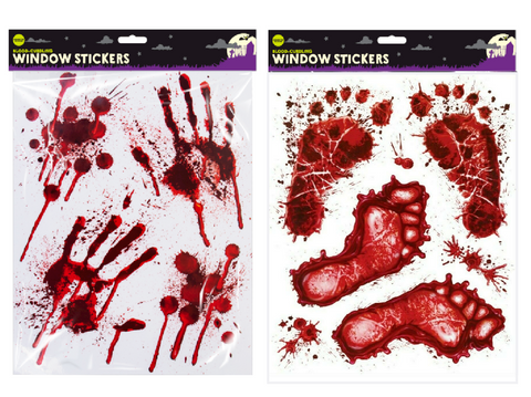 Halloween decoration set of 2 Bloody Hand and foot print window stickers