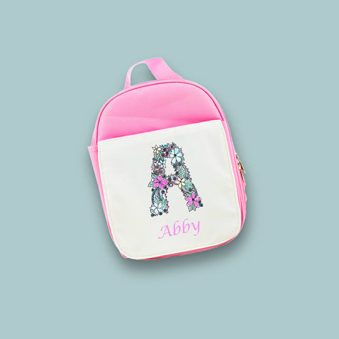Personalised Floral Alphabet Lunch Bag