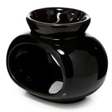 Black Ceramic Oval Double Dish Oil and Wax Burner