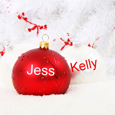 Personalised Name Sticker set of 4 for Christmas Bauble