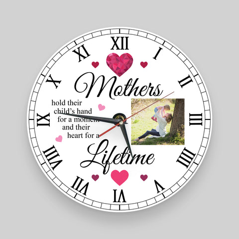 'Mother's hold their child's hands'  Personalised Clock