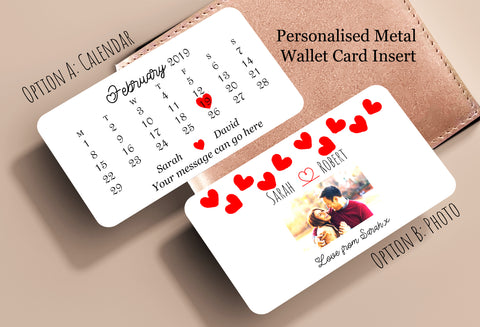 Personalised Metal Wallet Card Insert - Keep Sake - Memories
