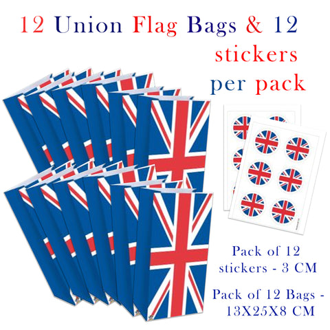 Union Jack Party Bags With Stickers - Platinum Jubilee - Celebrations Street Parties