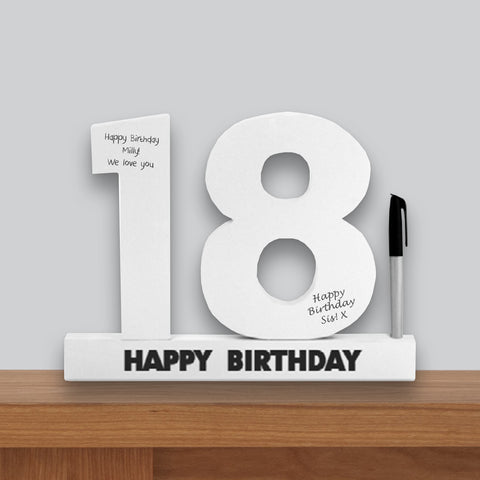 18th Birthday Signature Number Standing Wood Plaque