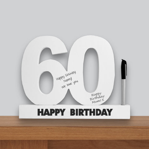60th Birthday Signature Number Standing Wood Plaque