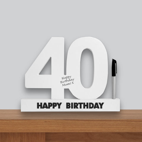 40th Birthday Signature Number Standing Wood Plaque