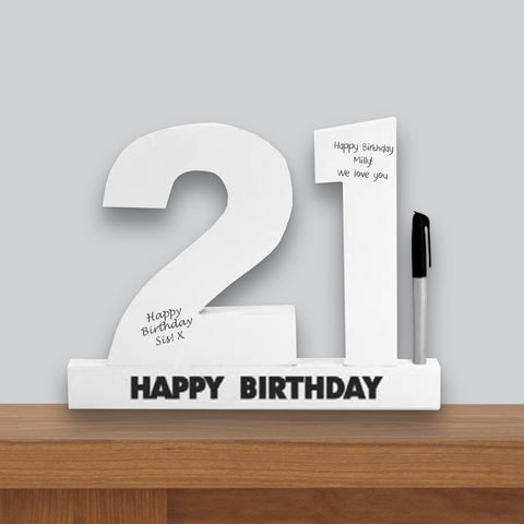 21st Birthday Signature Number Standing Wood Plaque