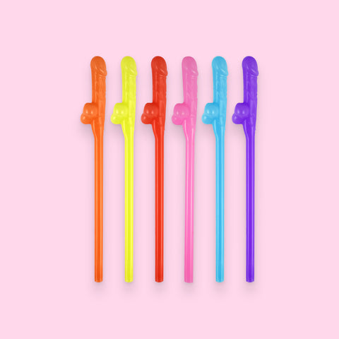 Colourful Willy Straws (pack of six straws)