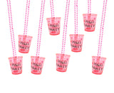 Hen Night Pack - Hen Party Shot Glasses and Badges with Bride To Be Glass and Badge 1 bride to be + 11 H3nParty shot glasses