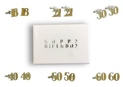 Birthday cufflink - milestone age 18,21,30,40,50 or 60