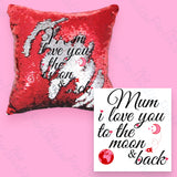 Personalised Red & Silver Sequin Cushion Cover