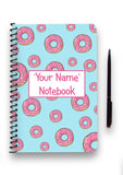 Personalised Pink Doughnut Patterned Notebook