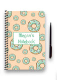 Personalised Green Doughnut Patterned Notebook