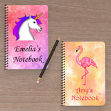 Set of 2 Personalised Notebooks (Flamingo + Unicorn)
