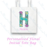 Personalised Floral Alphabet Tote Bag