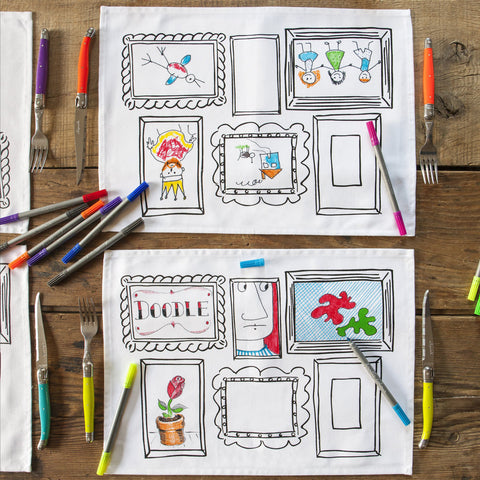 Doodle Placemats with Wash Out Pens                (Set of four)