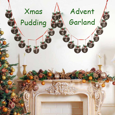 Christmas Advent Calendar pudding garland nativity fill treat felt 260cm