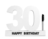 30th Birthday Signature Number Standing Wood Plaque