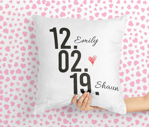 PERSONALISED Special Date Valentines Gift Pillow Sofa Cushion Cover Custom Love