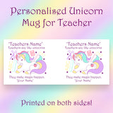 Set of 2 Personalised Unicorn Mug for Teachers