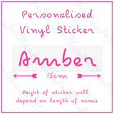 Personalised Name Sticker set of 4 for Water Bottle, Lunch Box or glass