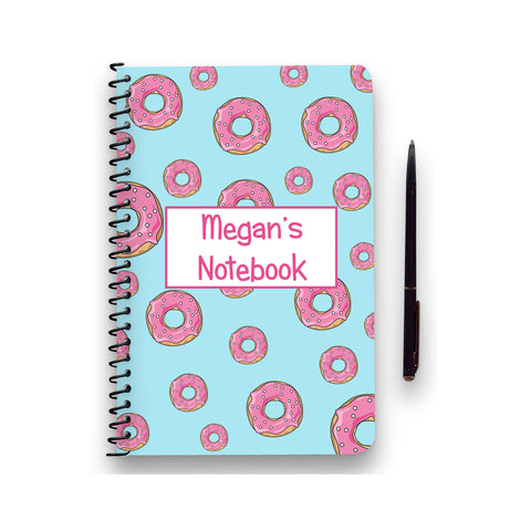 Personalised Pink Doughnut Patterned Notebook